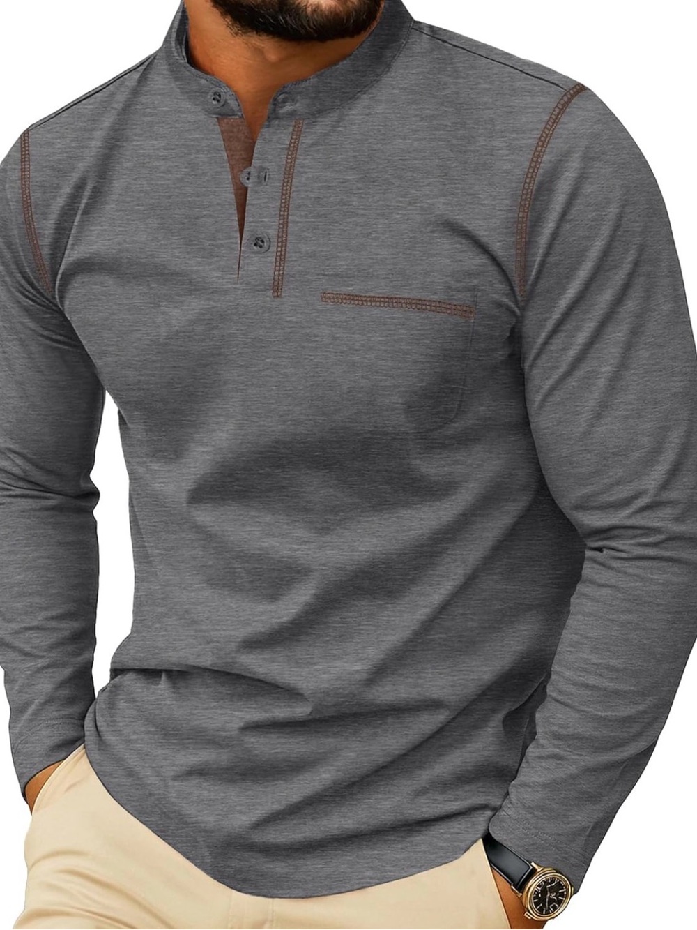NWT Sailwind Men’s Long Sleeve Henley Shirt XL Dark Gray Men’s Shirt